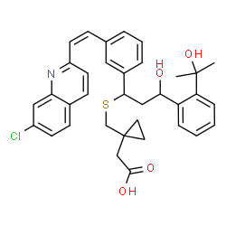 ChemSpider 2D Image | (1-{[(1-{3-[(Z)-2-(7-Chloro-2-quinolinyl)vinyl]phenyl}-3-hydroxy-3-[2-(2-hydroxy-2-propanyl)phenyl]propyl)sulfanyl]methyl}cyclopropyl)acetic acid | C35H36ClNO4S