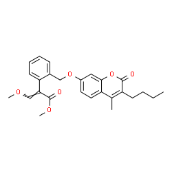 ChemSpider 2D Image | Methyl (2E)-2-(2-{[(3-butyl-4-methyl-2-oxo-2H-chromen-7-yl)oxy]methyl}phenyl)-3-methoxyacrylate | C26H28O6