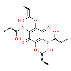 ChemSpider 2D Image | 2,3,5,6-Tetrakis{[(1E)-1-hydroxy-1-propen-1-yl]oxy}-1,4-benzoquinone | C18H20O10