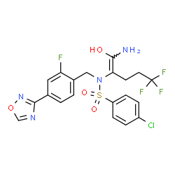 ChemSpider 2D Image | N-[(1Z)-1-Amino-5,5,5-trifluoro-1-hydroxy-1-penten-2-yl]-4-chloro-N-[2-fluoro-4-(1,2,4-oxadiazol-3-yl)benzyl]benzenesulfonamide | C20H17ClF4N4O4S