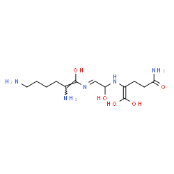 ChemSpider 2D Image | 4-{[(2E)-2-{[(1E)-2,6-Diamino-1-hydroxy-1-hexen-1-yl]imino}-1-hydroxyethyl]amino}-5,5-dihydroxy-4-pentenamide | C13H25N5O5