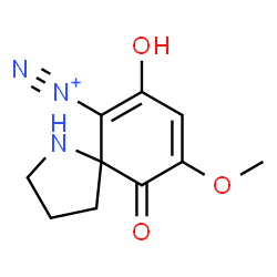 ChemSpider 2D Image | 7-Hydroxy-9-methoxy-10-oxo-1-azaspiro[4.5]deca-6,8-diene-6-diazonium | C10H12N3O3