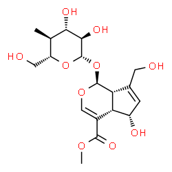 ChemSpider 2D Image | Methyl (1S,4aS,5S,7aS)-1-[(4-deoxy-4-methyl-beta-D-glucopyranosyl)oxy]-5-hydroxy-7-(hydroxymethyl)-1,4a,5,7a-tetrahydrocyclopenta[c]pyran-4-carboxylate | C18H26O10