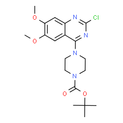 ChemSpider 2D Image | 2-Methyl-2-propanyl 4-(2-chloro-6,7-dimethoxy-4-quinazolinyl)-1-piperazinecarboxylate | C19H25ClN4O4