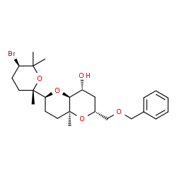 ChemSpider 2D Image | (2R,4R,4aS,6S,8aS)-2-[(Benzyloxy)methyl]-6-[(2S,5R)-5-bromo-2,6,6-trimethyltetrahydro-2H-pyran-2-yl]-8a-methyloctahydropyrano[3,2-b]pyran-4-ol | C25H37BrO5