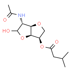 ChemSpider 2D Image | 2-Acetamido-3,6-anhydro-2-deoxy-5-O-(3-methylbutanoyl)-D-glucofuranose | C13H21NO6