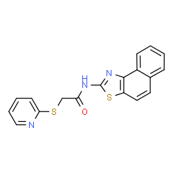 ChemSpider 2D Image | N-(Naphtho[1,2-d][1,3]thiazol-2-yl)-2-(2-pyridinylsulfanyl)acetamide | C18H13N3OS2