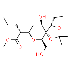 ChemSpider 2D Image | Methyl (2R)-2-[(4S,5R,6R,8S,10R)-4-ethyl-10-hydroxy-6-(hydroxymethyl)-2,2-dimethyl-1,3,7-trioxaspiro[4.5]dec-8-yl]pentanoate | C18H32O7
