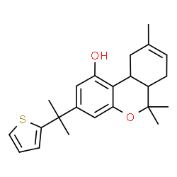 ChemSpider 2D Image | 6,6,9-Trimethyl-3-[2-(2-thienyl)-2-propanyl]-6a,7,10,10a-tetrahydro-6H-benzo[c]chromen-1-ol | C23H28O2S