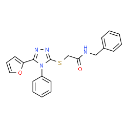 ChemSpider 2D Image | N-Benzyl-2-{[5-(2-furyl)-4-phenyl-4H-1,2,4-triazol-3-yl]sulfanyl}acetamide | C21H18N4O2S