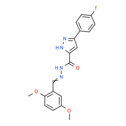 ChemSpider 2D Image | N'-(2,5-Dimethoxybenzylidene)-3-(4-fluorophenyl)-1H-pyrazole-5-carbohydrazide | C19H17FN4O3
