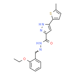 ChemSpider 2D Image | N'-(2-Ethoxybenzylidene)-5-(5-methyl-2-thienyl)-1H-pyrazole-3-carbohydrazide | C18H18N4O2S