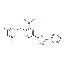 ChemSpider 2D Image | 2-[4-(3,5-Dimethylphenoxy)-3-nitrophenyl]-5-phenyl-1,3,4-oxadiazole | C22H17N3O4