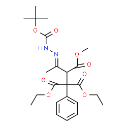 ChemSpider 2D Image | 1,1-Diethyl 2-methyl (3E)-3-({[(2-methyl-2-propanyl)oxy]carbonyl}hydrazono)-1-phenyl-1,1,2-butanetricarboxylate | C23H32N2O8