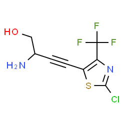 ChemSpider 2D Image | 2-Amino-4-[2-chloro-4-(trifluoromethyl)-1,3-thiazol-5-yl]-3-butyn-1-ol | C8H6ClF3N2OS