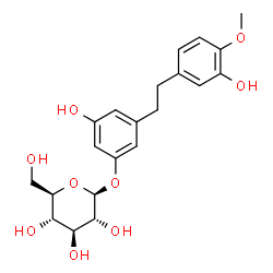 ChemSpider 2D Image | 3-Hydroxy-5-[2-(3-hydroxy-4-methoxyphenyl)ethyl]phenyl beta-D-glucopyranoside | C21H26O9