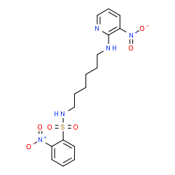 ChemSpider 2D Image | 2-Nitro-N-{6-[(3-nitro-2-pyridinyl)amino]hexyl}benzenesulfonamide | C17H21N5O6S
