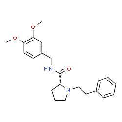 ChemSpider 2D Image | N-(3,4-Dimethoxybenzyl)-1-(2-phenylethyl)-D-prolinamide | C22H28N2O3
