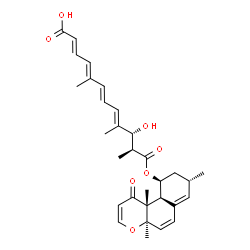 ChemSpider 2D Image | (2E,4E,6E,8E,10R,11S)-10-Hydroxy-5,9,11-trimethyl-12-oxo-12-{[(4aR,8S,10S,10aS,10bR)-4a,8,10b-trimethyl-1-oxo-4a,8,9,10,10a,10b-hexahydro-1H-benzo[f]chromen-10-yl]oxy}-2,4,6,8-dodecatetraenoic acid | C31H38O7
