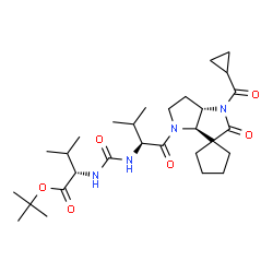 ChemSpider 2D Image | 2-Methyl-2-propanyl N-({(2S)-1-[(3a'R,6a'S)-1'-(cyclopropylcarbonyl)-2'-oxohexahydro-4'H-spiro[cyclopentane-1,3'-pyrrolo[3,2-b]pyrrol]-4'-yl]-3-methyl-1-oxo-2-butanyl}carbamoyl)-L-valinate | C29H46N4O6
