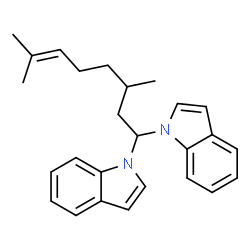 ChemSpider 2D Image | 8,8-Bis(1H-indol-1-yl)-2,6-dimethyl-2-octene | C26H30N2