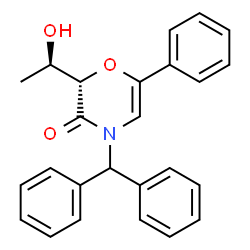 ChemSpider 2D Image | (2S)-4-(Diphenylmethyl)-2-[(1R)-1-hydroxyethyl]-6-phenyl-2H-1,4-oxazin-3(4H)-one | C25H23NO3