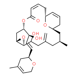ChemSpider 2D Image | (1R,3S,8S,10S,12S,15Z,18R)-7-Hydroxy-12-{(1S,2E)-1-hydroxy-3-[(2S)-4-methyl-3,6-dihydro-2H-pyran-2-yl]-2-propen-1-yl}-3-methyl-5-methylene-9,13,22-trioxatricyclo[16.3.1.0~8,10~]docosa-15,19-dien-14-on
e | C30H42O7
