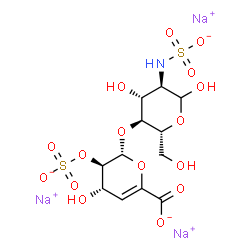 ChemSpider 2D Image | Trisodium 2-deoxy-4-O-(4-deoxy-2-O-sulfonato-alpha-L-threo-hex-4-enopyranuronosyl)-2-(sulfonatoamino)-D-glucopyranose | C12H16NNa3O16S2