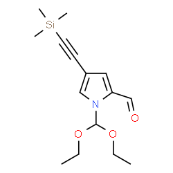 ChemSpider 2D Image | 1-(Diethoxymethyl)-4-[(trimethylsilyl)ethynyl]-1H-pyrrole-2-carbaldehyde | C15H23NO3Si