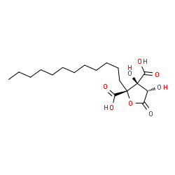 ChemSpider 2D Image | (2R,3S,4S)-2-Dodecyl-3,4-dihydroxy-5-oxotetrahydro-2,3-furandicarboxylic acid | C18H30O8