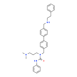 ChemSpider 2D Image | 1-[3-(Dimethylamino)propyl]-3-phenyl-1-[(4'-{[(2-phenylethyl)amino]methyl}-4-biphenylyl)methyl]urea | C34H40N4O