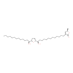 ChemSpider 2D Image | (5R)-3-[(13R)-13-Hydroxy-13-{(2R,5S)-5-[(1S)-1-hydroxytridecyl]tetrahydro-2-furanyl}tridecyl]-5-methyl-2(5H)-furanone | C35H64O5