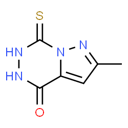 ChemSpider 2D Image | 2-methyl-7-sulfanyl-5H-pyrazolo[1,5-d][1,2,4]triazin-4-one | C6H6N4OS