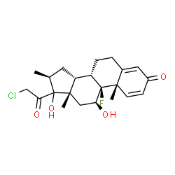 ChemSpider 2D Image | (9beta,11beta,14beta,16beta,17xi)-21-Chloro-9-fluoro-11,17-dihydroxy-16-methylpregna-1,4-diene-3,20-dione | C22H28ClFO4
