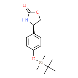 ChemSpider 2D Image | (4R)-4-(4-{[Dimethyl(2-methyl-2-propanyl)silyl]oxy}phenyl)-1,3-oxazolidin-2-one | C15H23NO3Si