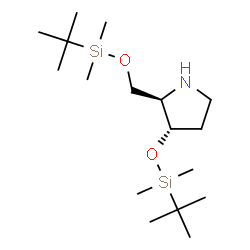 ChemSpider 2D Image | (2R,3S)-3-{[Dimethyl(2-methyl-2-propanyl)silyl]oxy}-2-({[dimethyl(2-methyl-2-propanyl)silyl]oxy}methyl)pyrrolidine | C17H39NO2Si2