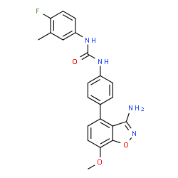 ChemSpider 2D Image | 1-[4-(3-Amino-7-methoxy-1,2-benzoxazol-4-yl)phenyl]-3-(4-fluoro-3-methylphenyl)urea | C22H19FN4O3
