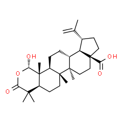 ChemSpider 2D Image | (1S,4aR,6aR,6bR,8aS,11R,11aR,11bR,13aS,13bR)-1-Hydroxy-11-isopropenyl-4,4,6a,6b,13b-pentamethyl-3-oxooctadecahydrocyclopenta[5,6]naphtho[1,2-h]isochromene-8a(1H)-carboxylic acid | C29H44O5
