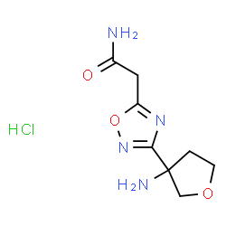 ChemSpider 2D Image | 2-[3-(3-Aminotetrahydro-3-furanyl)-1,2,4-oxadiazol-5-yl]acetamide hydrochloride (1:1) | C8H13ClN4O3