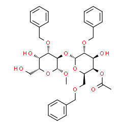ChemSpider 2D Image | Methyl 2-O-(4-O-acetyl-2,6-di-O-benzyl-alpha-D-galactopyranosyl)-3-O-benzyl-beta-D-galactopyranoside | C36H44O12