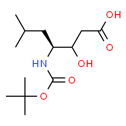 ChemSpider 2D Image | (4S)-3-Hydroxy-6-methyl-4-({[(2-methyl-2-propanyl)oxy]carbonyl}amino)heptanoic acid | C13H25NO5