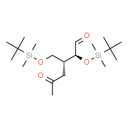 ChemSpider 2D Image | (2S,3R)-2-{[Dimethyl(2-methyl-2-propanyl)silyl]oxy}-3-({[dimethyl(2-methyl-2-propanyl)silyl]oxy}methyl)-5-oxohexanal | C19H40O4Si2