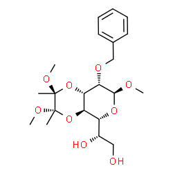 ChemSpider 2D Image | (1S)-1-[(2S,3S,4aR,5R,7S,8S,8aS)-8-(Benzyloxy)-2,3,7-trimethoxy-2,3-dimethylhexahydro-5H-pyrano[3,4-b][1,4]dioxin-5-yl]-1,2-ethanediol | C21H32O9