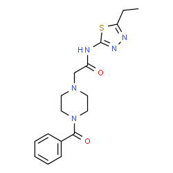 ChemSpider 2D Image | 2-(4-Benzoyl-1-piperazinyl)-N-(5-ethyl-1,3,4-thiadiazol-2-yl)acetamide | C17H21N5O2S