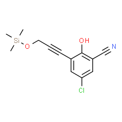 ChemSpider 2D Image | 5-Chloro-2-hydroxy-3-{3-[(trimethylsilyl)oxy]-1-propyn-1-yl}benzonitrile | C13H14ClNO2Si