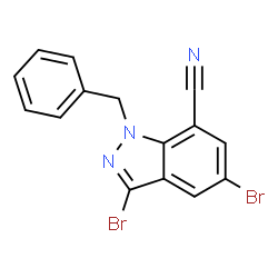 ChemSpider 2D Image | 1-Benzyl-3,5-dibromo-1H-indazole-7-carbonitrile | C15H9Br2N3
