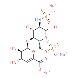 ChemSpider 2D Image | Trisodium 2-deoxy-4-O-(4-deoxy-alpha-L-threo-hex-4-enopyranuronosyl)-6-O-sulfonato-2-(sulfonatoamino)-D-glucopyranose | C12H16NNa3O16S2