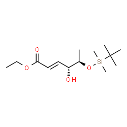 ChemSpider 2D Image | Ethyl (2E,4R,5R)-5-{[dimethyl(2-methyl-2-propanyl)silyl]oxy}-4-hydroxy-2-hexenoate | C14H28O4Si