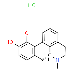 ChemSpider 2D Image | (6aR)-6-Methyl(6a-~14~C)-5,6,6a,7-tetrahydro-4H-dibenzo[de,g]quinoline-10,11-diol hydrochloride (1:1) | C1614CH18ClNO2