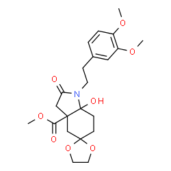 ChemSpider 2D Image | Methyl 1'-[2-(3,4-dimethoxyphenyl)ethyl]-7a'-hydroxy-2'-oxohexahydrospiro[1,3-dioxolane-2,5'-indole]-3a'(4'H)-carboxylate | C22H29NO8